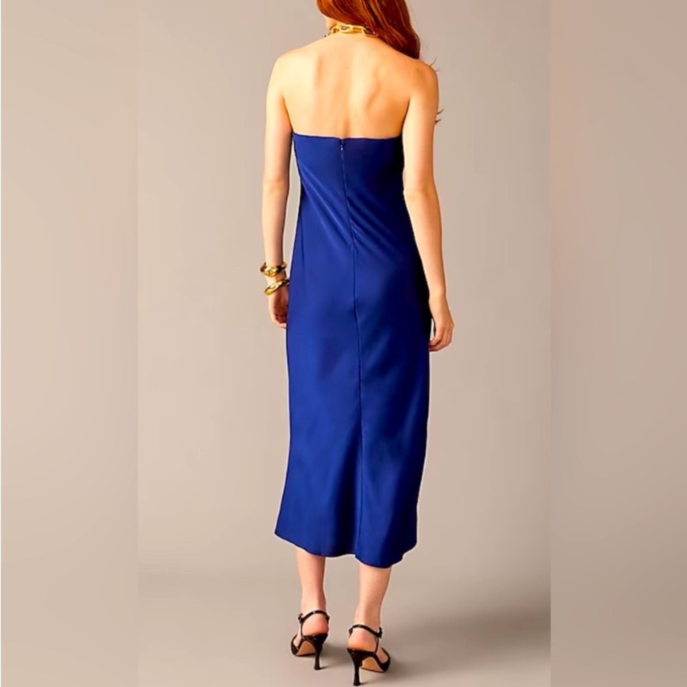 NWT J. Crew Collection Gwyneth Strapless Navy Blue Satin Midi Slip Dress - Picture 3 of 3